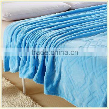 Bedding Extra Soft Flannel Fleece Blanket Lightweight Thickening Throw/Bed Blanket Pure Color Blanket Sky Blue