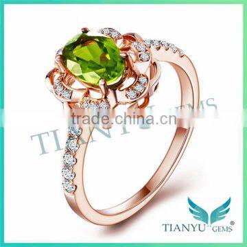 Engagement Ring Apple Green gemstone Ring White Diamond Rose Gold Lady's Ring Wedding Ring