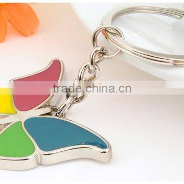 XL-WH51104 new arrival key chain alloy butterfly colored oil dropping anime keychain