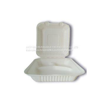 JUST Biodegradable Sugarcane & Bamboo Lunch Box Clamshell H9