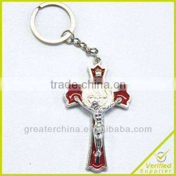 Religious zinc alloy Metal cross keychain