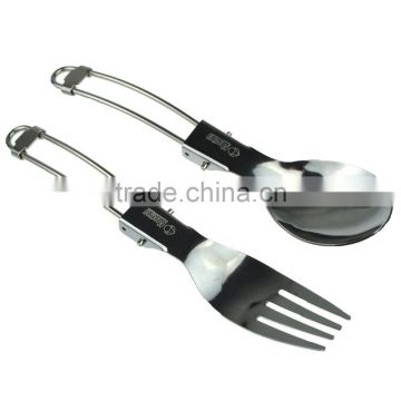 Stainless Steel Foldable Spoon Fork Set for Outdoor Camping Hiking Picnic