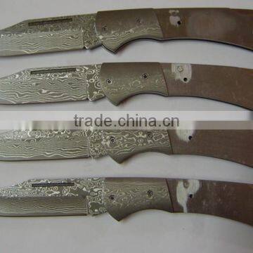 Brass Bolster Damascus Steel Folding Pocket Knife photo-2