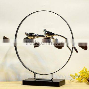Resin Silver Bird Figurines Standing on Branch Decoration photo-3