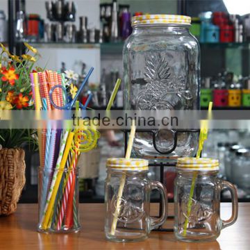 3.5 Liter glass juice dispenser with metal stand