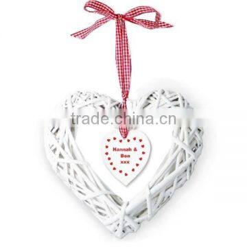 Hanging Wicker Heart for Wedding Party Decoration With Gingham Ribbon photo-3