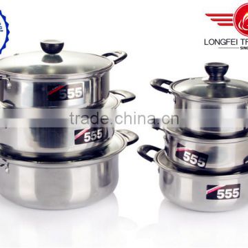 2014 Products yiwu promation 6PCS Stainless Steel Cooking Pot Set & Stock Pot Set