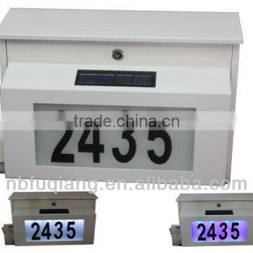 FQ-195 Metal solar power house numbers mailbox with two choice of LED light color solar power address number light