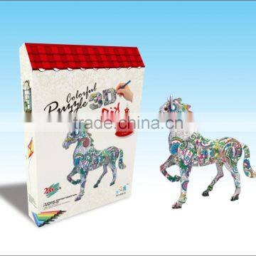 newly-developed 3D painting paper puzzle horse for kids LT8881C