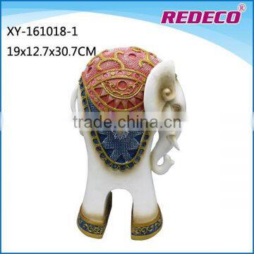 Personalized white resin elephant statue