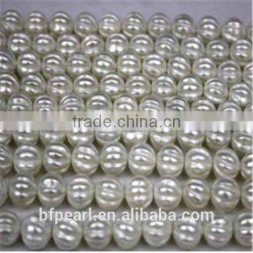 Wholesale Price of 10mm White Pumpkin Shape Shell Pearls Loose Strands Jewelry