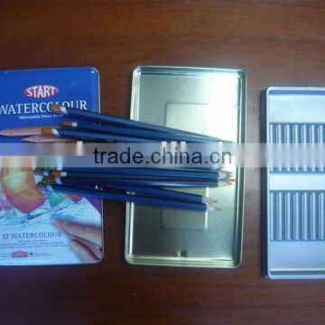 Colourful Pencils' Tin Box with Plastic Tray Insert, Pencil Box