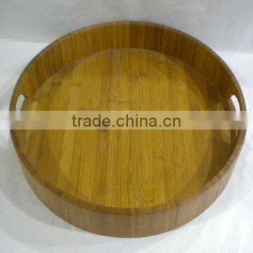 OEM 100% natural Bespoke bamboo deep round tray