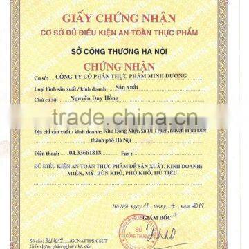 Certificate food safety