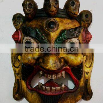 Hand Crafted Wooden Mask of Bhairab Mahakal Wall Hanging Made In Nepal