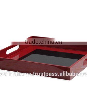 Square colored lacquer serving tray