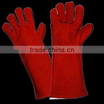 Red Welding Gloves In Leather