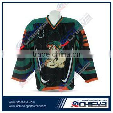 sublimated printed goalie cut hockey jersey for wholesale