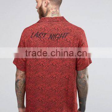 Custom New Design Leopard Print Short Sleeve Revere Collar Mens 100% Viscose Poplin Comfort Fit Casual Summer Shirts photo-2