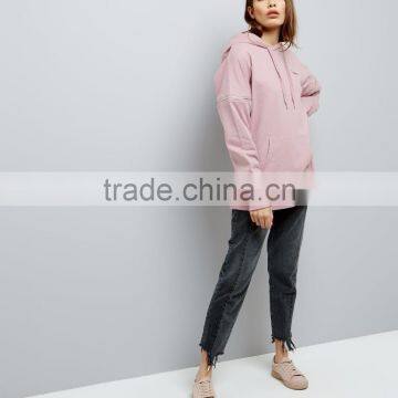 Hot Sale Custom Pink Color Oversized Zip Sleeves Hoodies Embroidered Mink Love Logo With High Quality