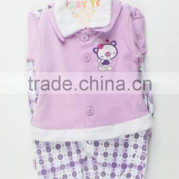 New Design Purple Knitted Winter Long Sleeve Top+Romper + Bid + Hat 6Pcs Baby Girls Clothing Gift Set With Hanger Package