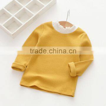 S60641B 2017 Girls Lace Collar Long Sleeve Autumn Fashion T-shirt Cotton Casual T-shirt photo-3