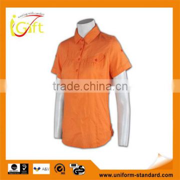 Hot Sales factory price orange customized trim collar shirt