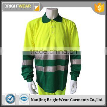 EN ISO 20471 two colored highly conspicuous flourescent safety custom pique high visibility polo shirt