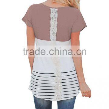 Latest Custom Fashion Ladies Short Sleeve Blouses for Wholesale 2017 photo-2
