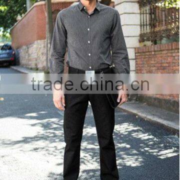 New Men's 100% Cotton Black White Striped Long Sleeve Slim Fit Business Shirt photo-2