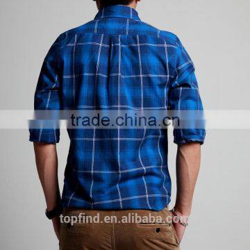 Trendy Deep Blue Button Down Collar Check Pattern Flannel New Model Shirt for Men photo-2