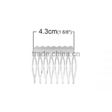 Iron Based Alloy Hair Clips Findings Comb Silver Tone 43mm x 39mm photo-2