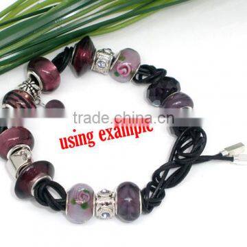 925 Sterling Silver End Tips Real Leather Lariat Necklace100cm photo-2