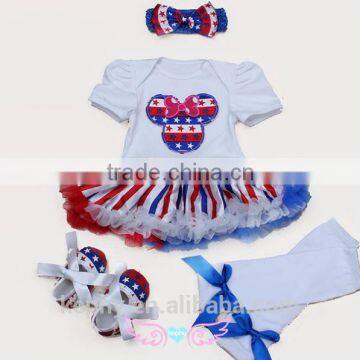 4 pcs sets baby boutique clothings,infant outfit,girls cotton 4th july rompers