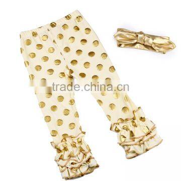 Gold Dot Triple Ruffle Pants Wholesale Knit Ruffle Pants Plastic Pants Outfit photo-6