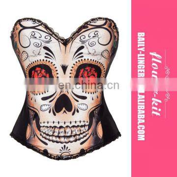 OEM Sexy Women Black Skull Day of The Dead Halloween Costume Corset