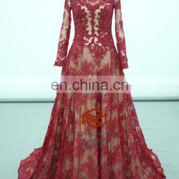 Zuhair Murad Dresses Price Red Carpet Long Sleeve Lace Celebrity Dress HMY-D170 Real Model