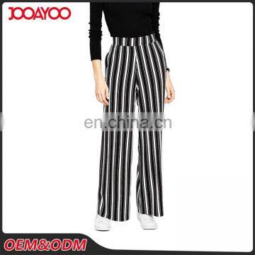 Wholesale High Waisted Vertical Black And White Stripe Lady Pants Wide Leg New Style Women Trousers