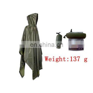 Lightweight Outdoor Green Nylon Hiker Rain Poncho photo-2