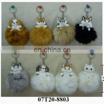 Lifelike Cat & Dog handCraft of rabbit fur -keychain ! BEST PRICE!