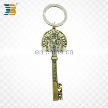 promotion custom metal bronze key shape key chain for sale