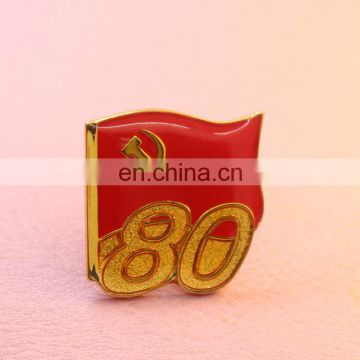 Red flag metal badge for souvenir custom