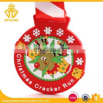 Cheap Price PVC Christmas Cracker Running Medal with Ribbon