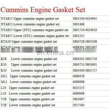 New Engine Gasket Set 3801330,3801468,3800728,4089391,3800730,3804301,3800731,3804300 for NT855-G1