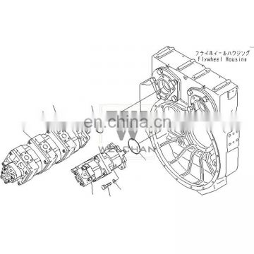 Loader Tandem Pump WA600-3C Hydraulic Gear Pump Assy 705-56-47000 Pilot Oil Gear Quadruple Pump