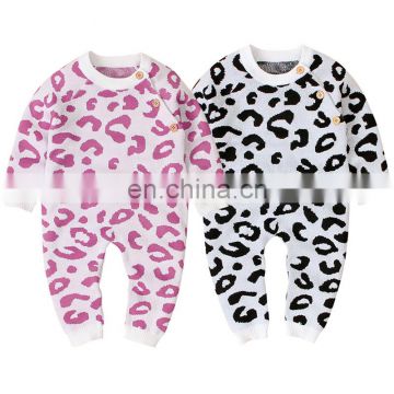 0-24M Baby Knit Rompers Comfortable Newborn Leopard Baby Girl Romper Autumn Infant Baby Boy Romper