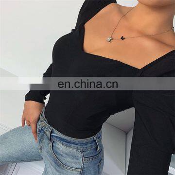 Women Plain Long Sleeve Tops Blouses and t Shirts photo-2