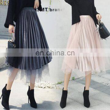 2020 New Arrivals Autumn Winter Women Reversible Pleated Casual Skirts Ladies Irregular Skirts Women Fashion Skirts photo-5