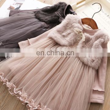 2021 xmas christmas New Girls Dress Fur Warm Winter Christmas Dresses Kids Girl Clothes Children Birthday Princess Tutu Costumes