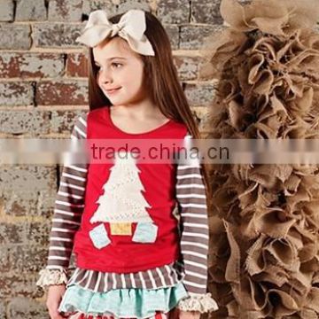 2015 Hot sell Vintage christmas top tripled full sleeve tops for girl